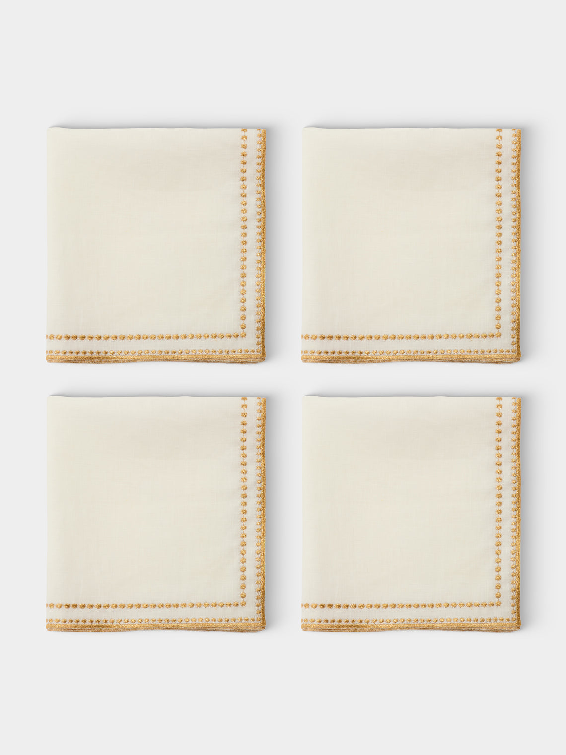 Borgo delle Tovaglie - Letizia Embroidered Linen Napkins (Set of 4) - Gold - ABASK 