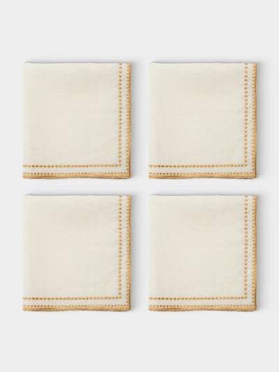 Borgo delle Tovaglie - Letizia Embroidered Linen Napkins (Set of 4) - Gold - ABASK 