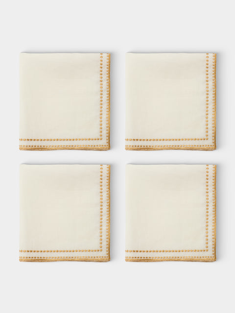 Borgo delle Tovaglie - Letizia Embroidered Linen Napkins (Set of 4) - Gold - ABASK 