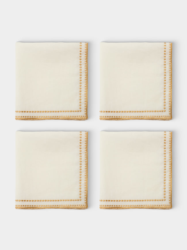 Borgo delle Tovaglie - Letizia Embroidered Linen Napkins (Set of 4) - Gold - ABASK 