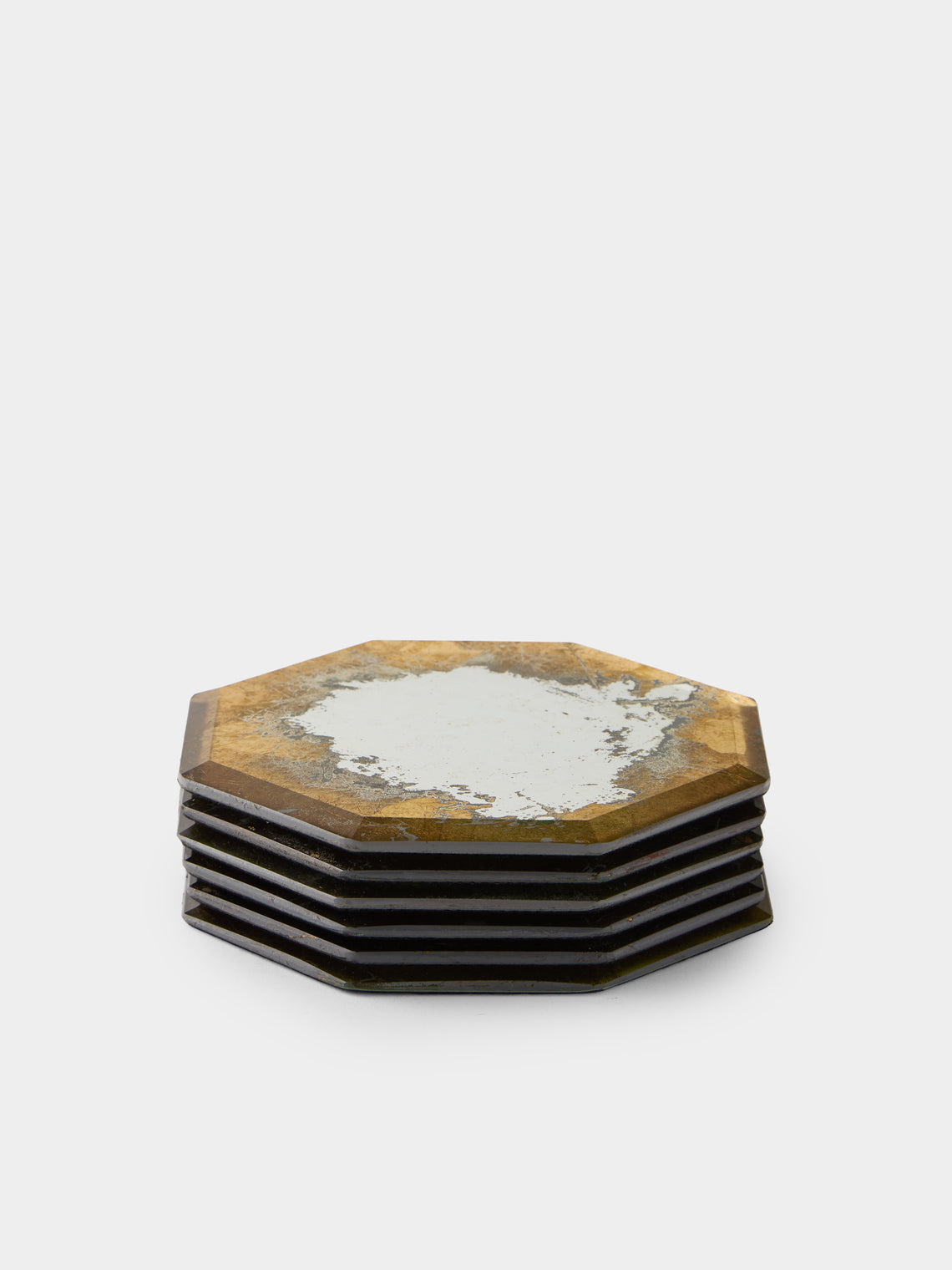 Borgo delle Tovaglie - Octo Mirrored Glass Coasters (Set of 6) - Silver - ABASK