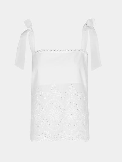 Loretta Caponi - Donata Embroidered Cotton Top -  - ABASK - 