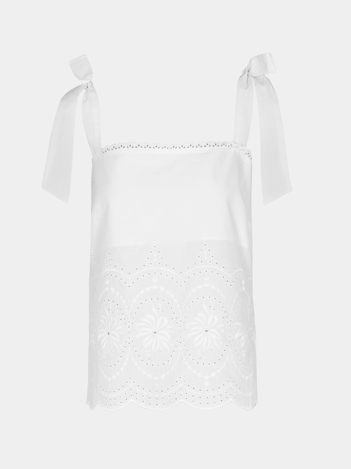 Loretta Caponi - Donata Embroidered Cotton Top | Size: M -  - ABASK - 