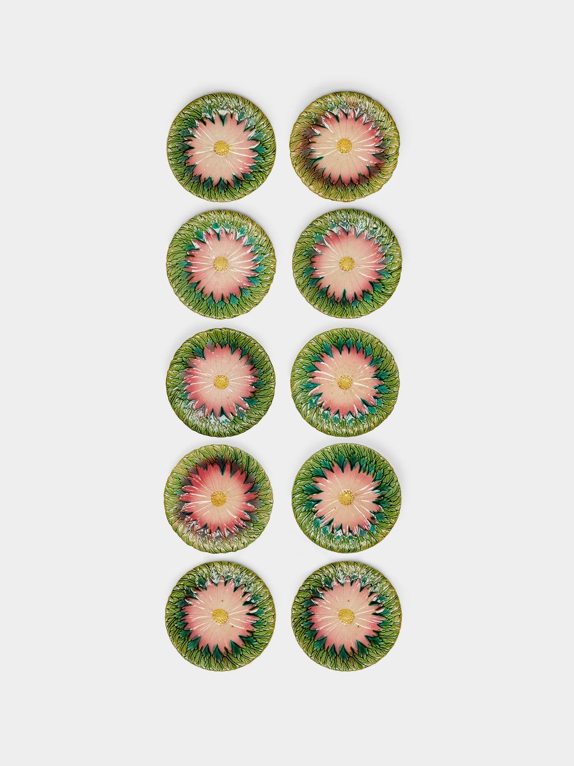 Antique and Vintage - 1950s Flower Ceramic Side Plates (Set of 10) -  - ABASK