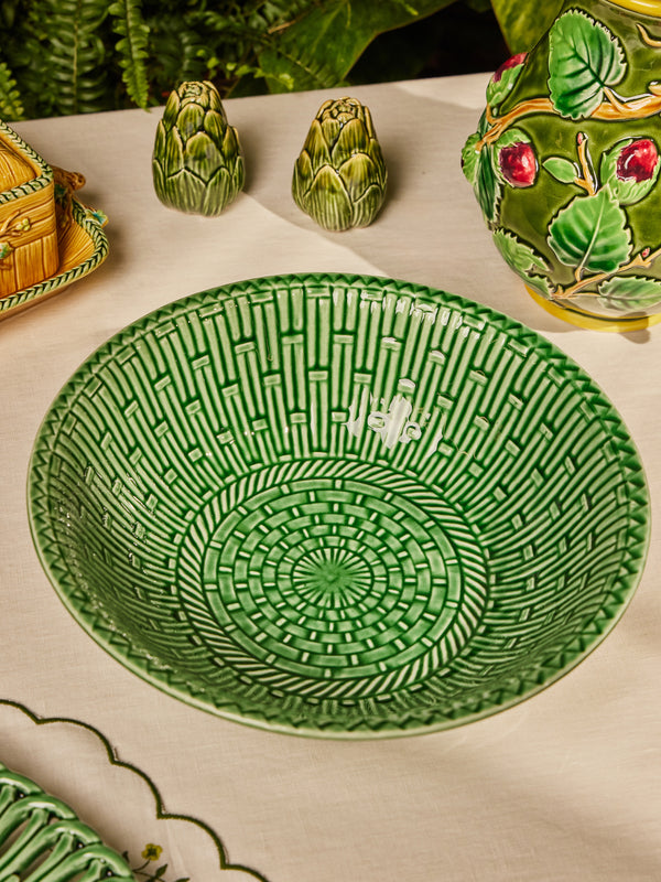 Verdolini - Palizzata Hand-Painted Ceramic Serving / Salad Bowl - Green - ABASK