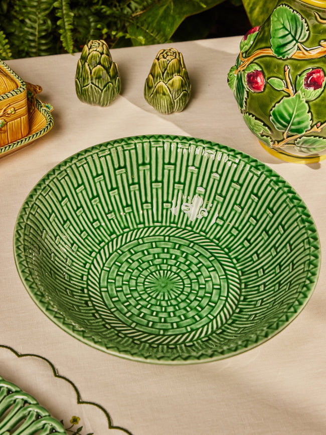 Verdolini - Palizzata Hand-Painted Ceramic Serving / Salad Bowl - Green - ABASK