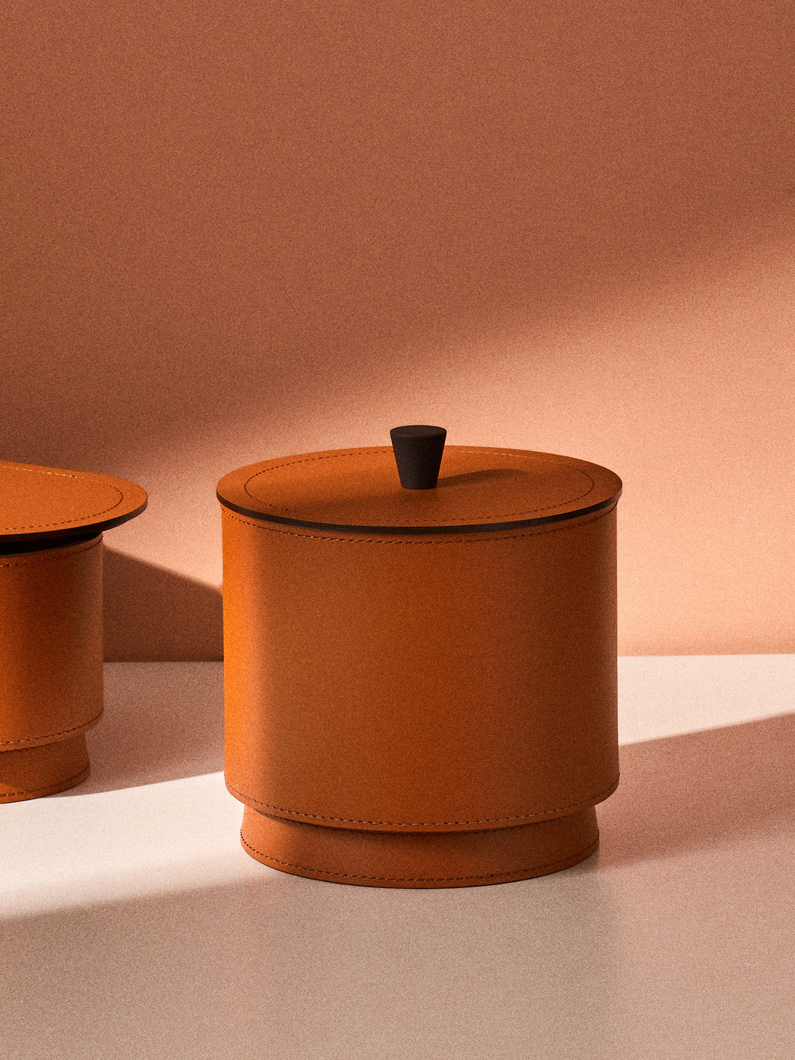 Rudi - Zenit Leather Small Round Box - Brown - ABASK