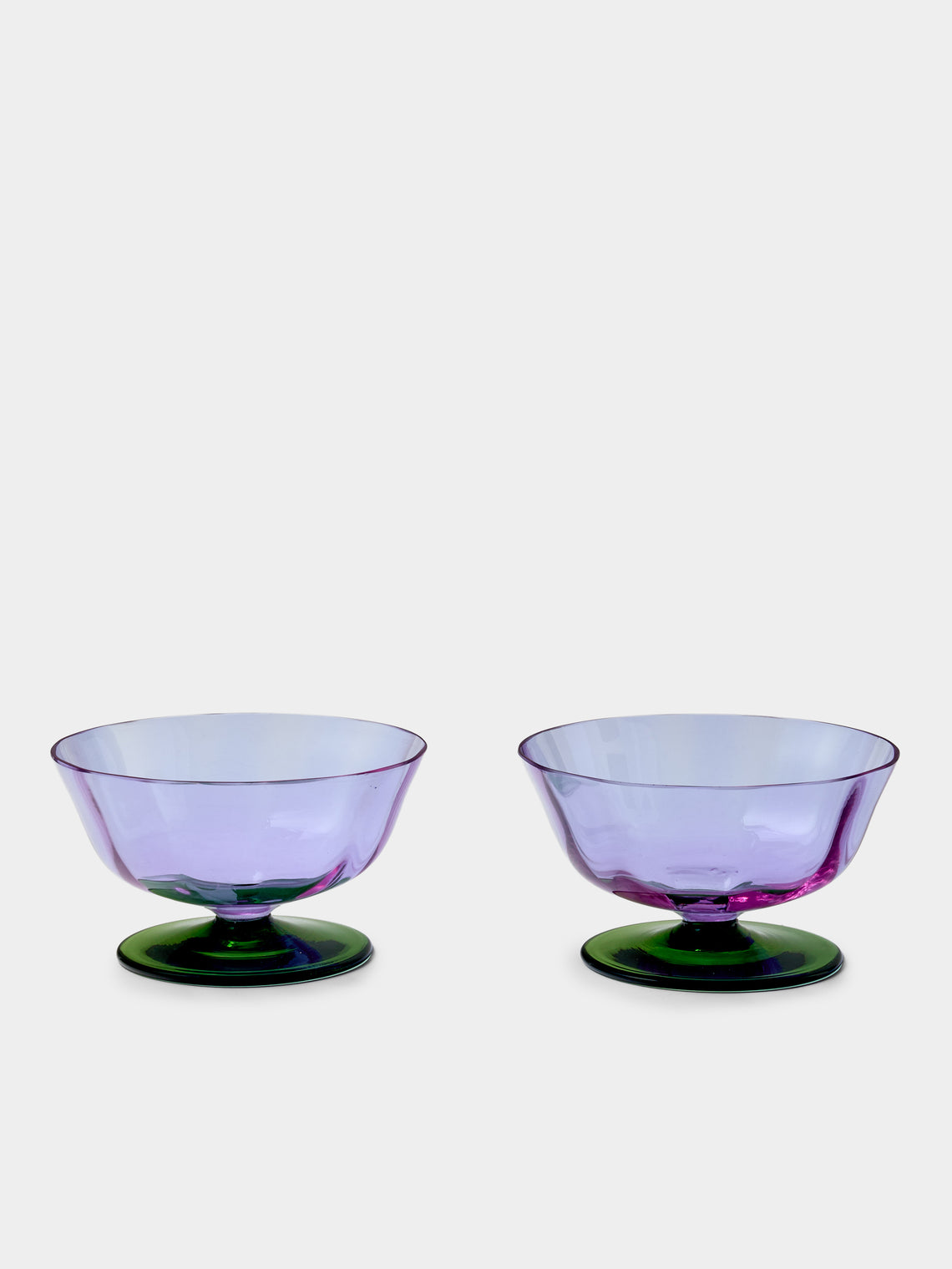 NasonMoretti - | Set of 2 | 1982 Archive Revival Hand-Blown Murano Glass Dessert Coupes - Purple - ABASK - 