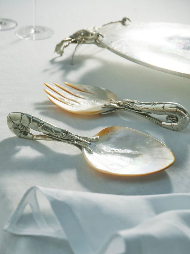 Objet Luxe - Silver-Plated and Mother-of-Pearl Servers (Set of 2) -  - ABASK