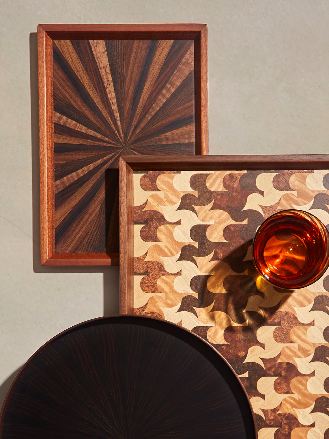 Mori Kougei - Poke Wood Tray (10.5in/26.5cm) - Brown - ABASK