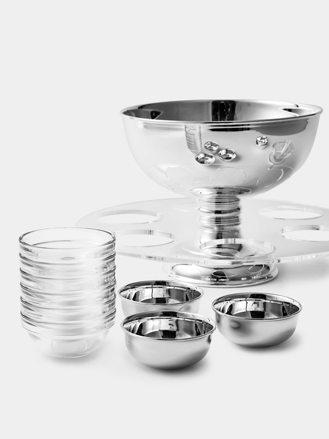 Greggio - Silver-Plated Caviar Bowl with Glasses - Silver - ABASK