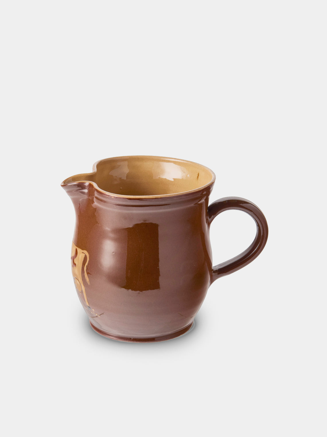 Poterie d’Évires - Cows Hand-Painted Ceramic Medium Jug - Light Brown - ABASK