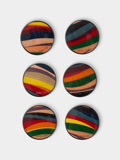Mastellone Giuseppe - Wood Inlay Coasters (Set of 6) - Multiple - ABASK - 