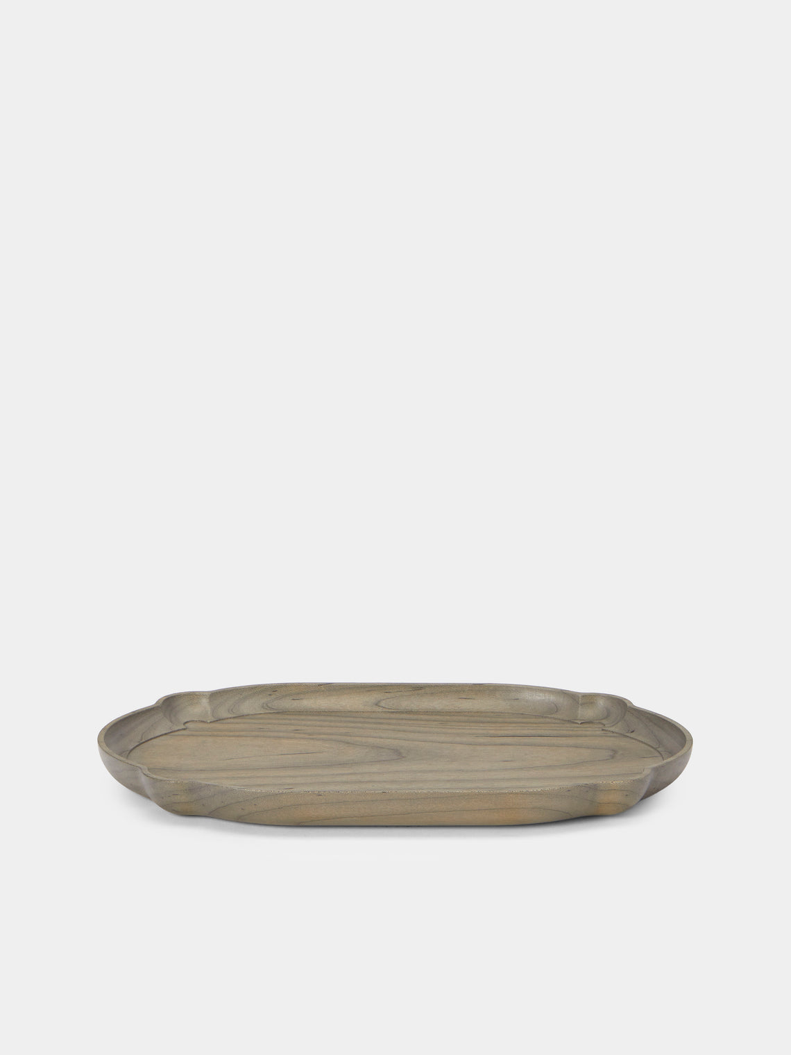 Ifuji - Italian Hand-Carved Wood Oval Tray (10.5in/27cm) - Brown - ABASK