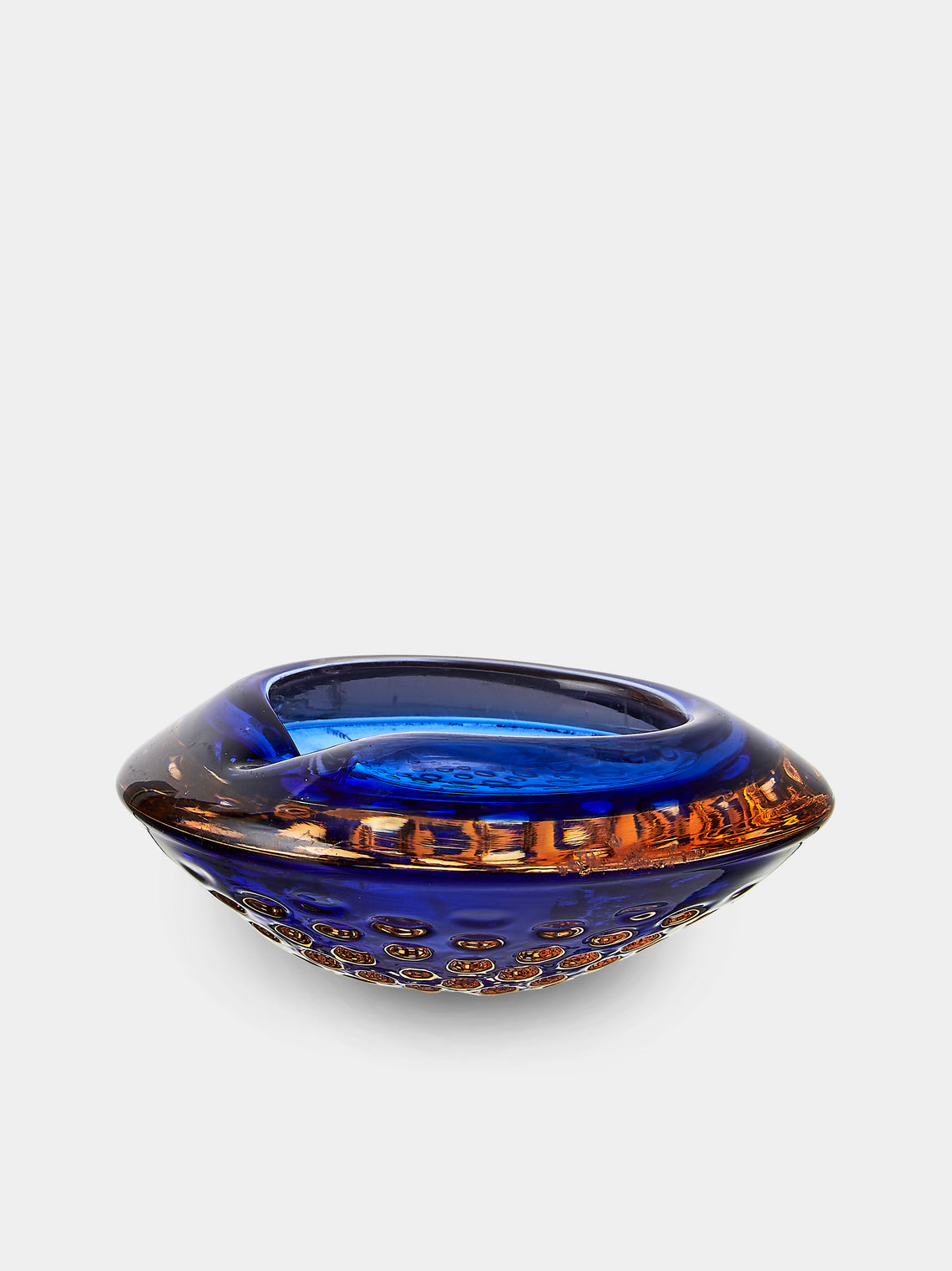 Antique and Vintage - Mid-Century Glass Ashtray - Blue - ABASK - 