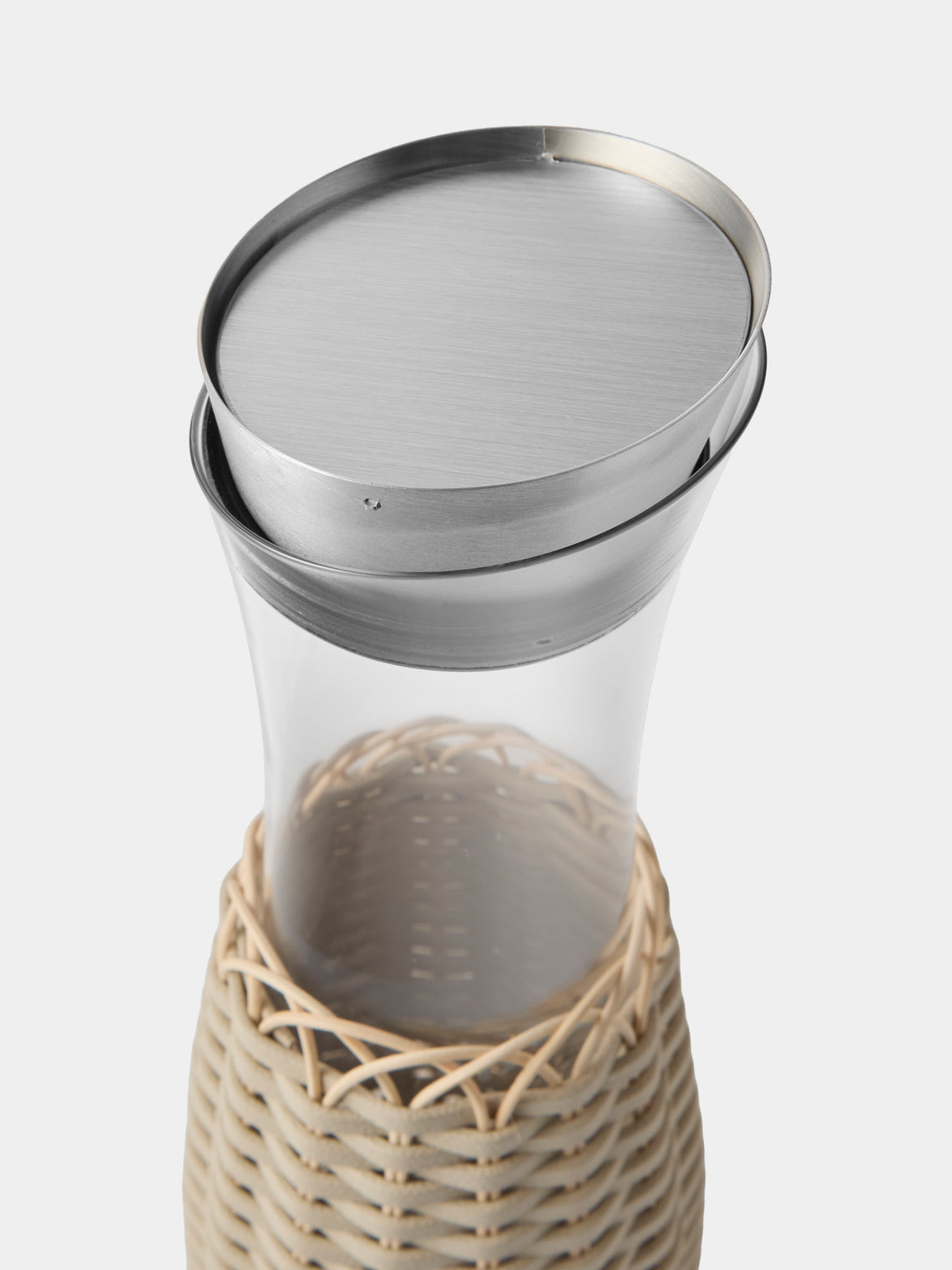 Pigment France - Dijon Leather and Rattan Carafe with Pourer - Cream - ABASK