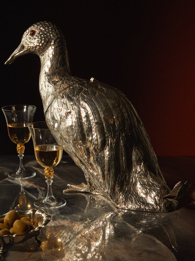 Antique and Vintage - 1960s Italian Franco Lapini Silver-Plated Duck Wine Cooler -  - ABASK