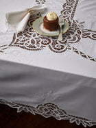 Rolande du Dreuilh Créations - Lacework Tablecloth with Napkins – 86.5in/2.2m (Set of 8) - White - ABASK