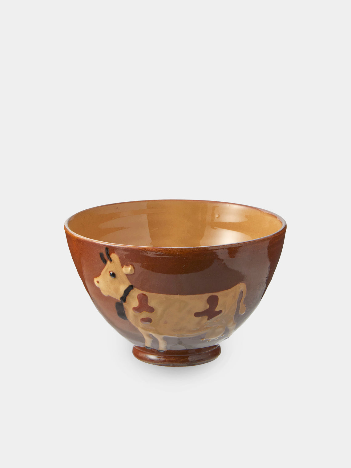 Poterie d’Évires - Cows Hand-Painted Ceramic Small Bowls (Set of 4) - Light Brown - ABASK