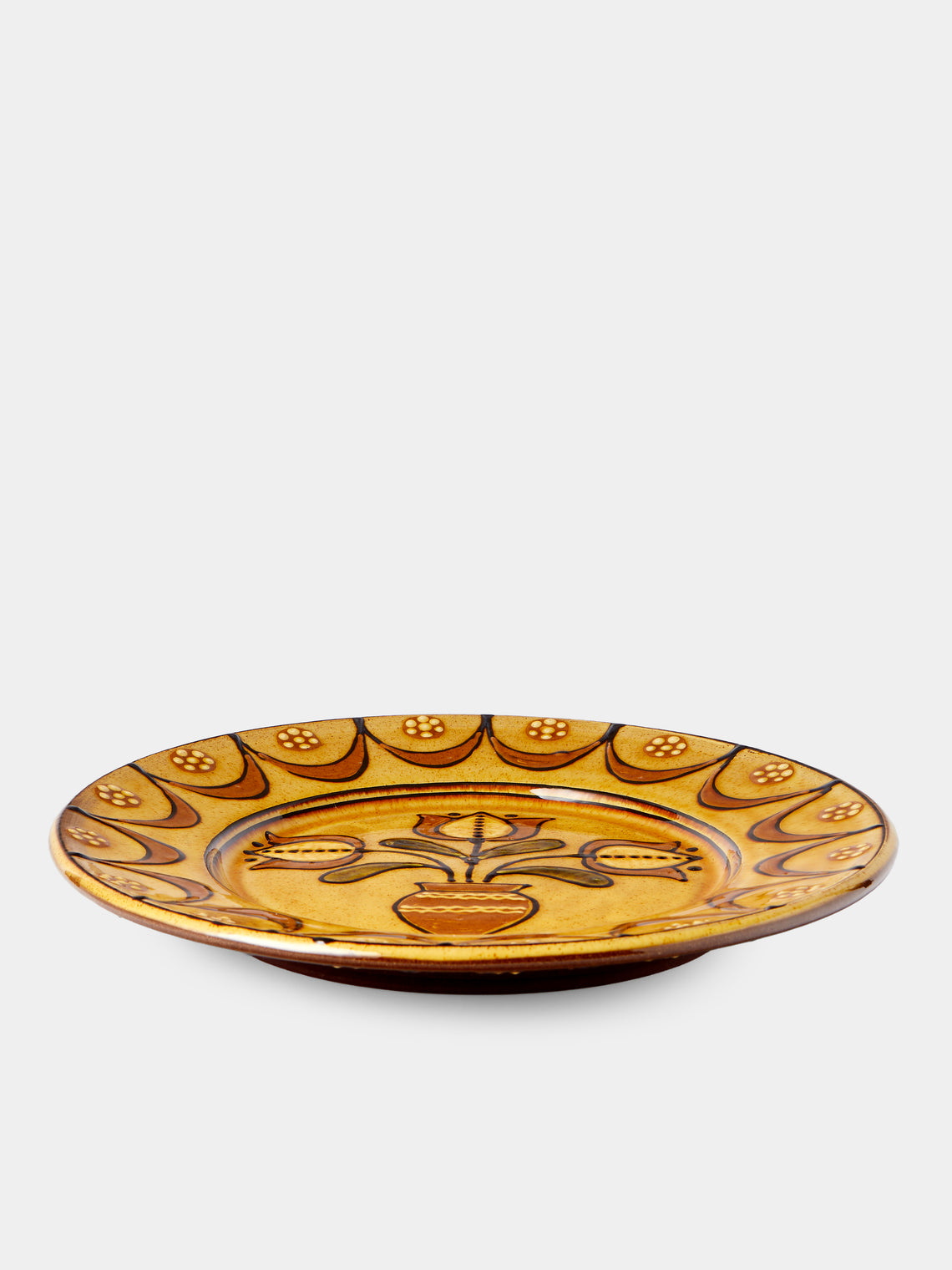 Fitch & McAndrew - Tulips Slipware Serving Plate (12.8in/32.5cm) - Yellow - ABASK