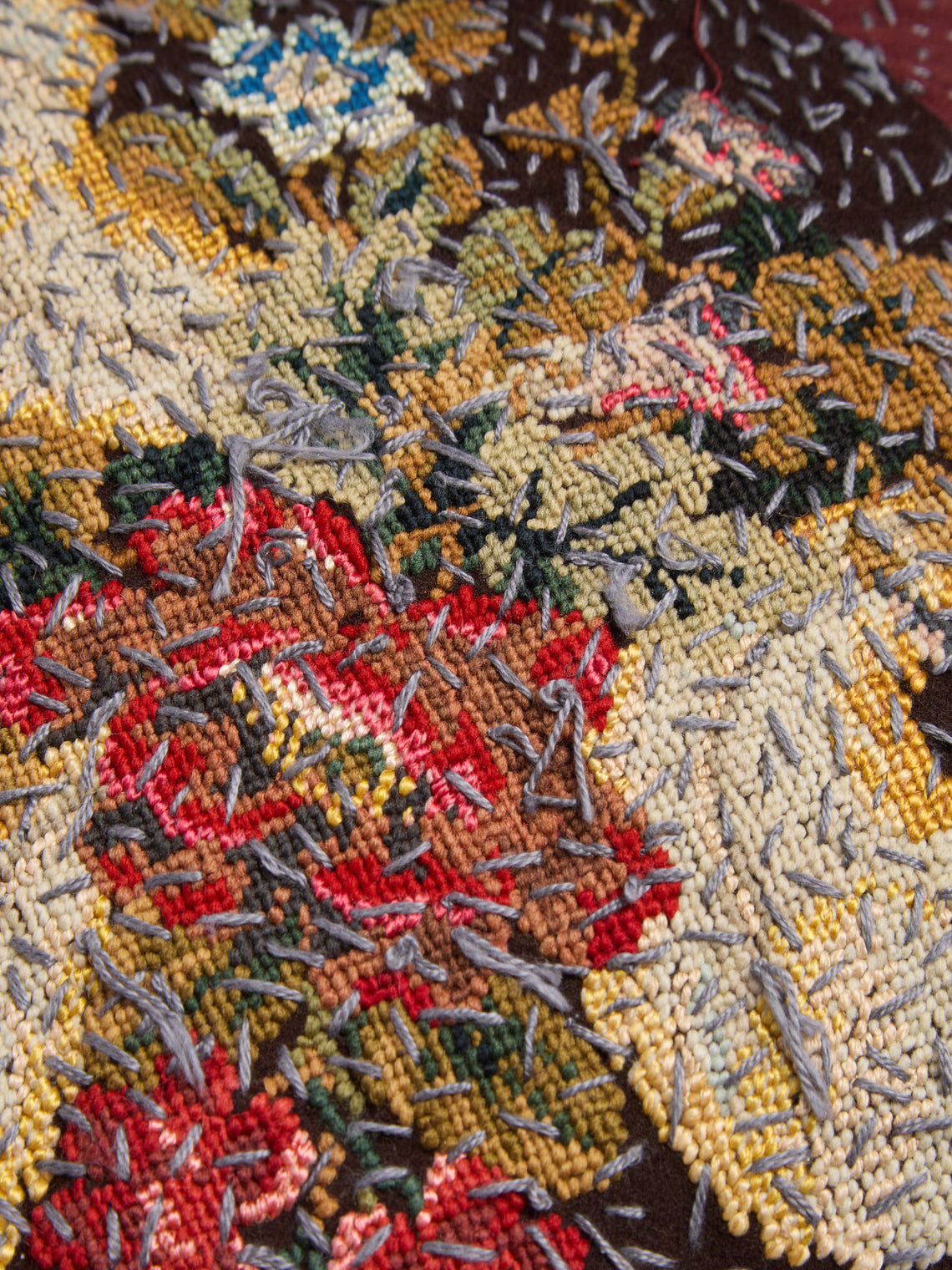 By Walid - 19th-Century French Crochet Cotton and Linen Cushion (12.5in/32cm) - Multiple - ABASK