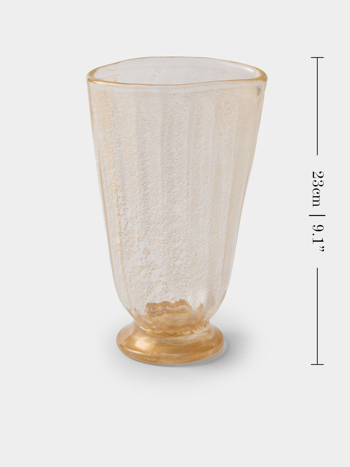 Antique and Vintage - 1960s Barovier & Toso Murano Glass Vase (9in/23cm) - Gold - ABASK