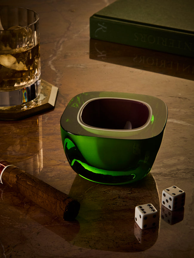 Antique and Vintage - 1960s Murano Glass Ashtray - Green - ABASK