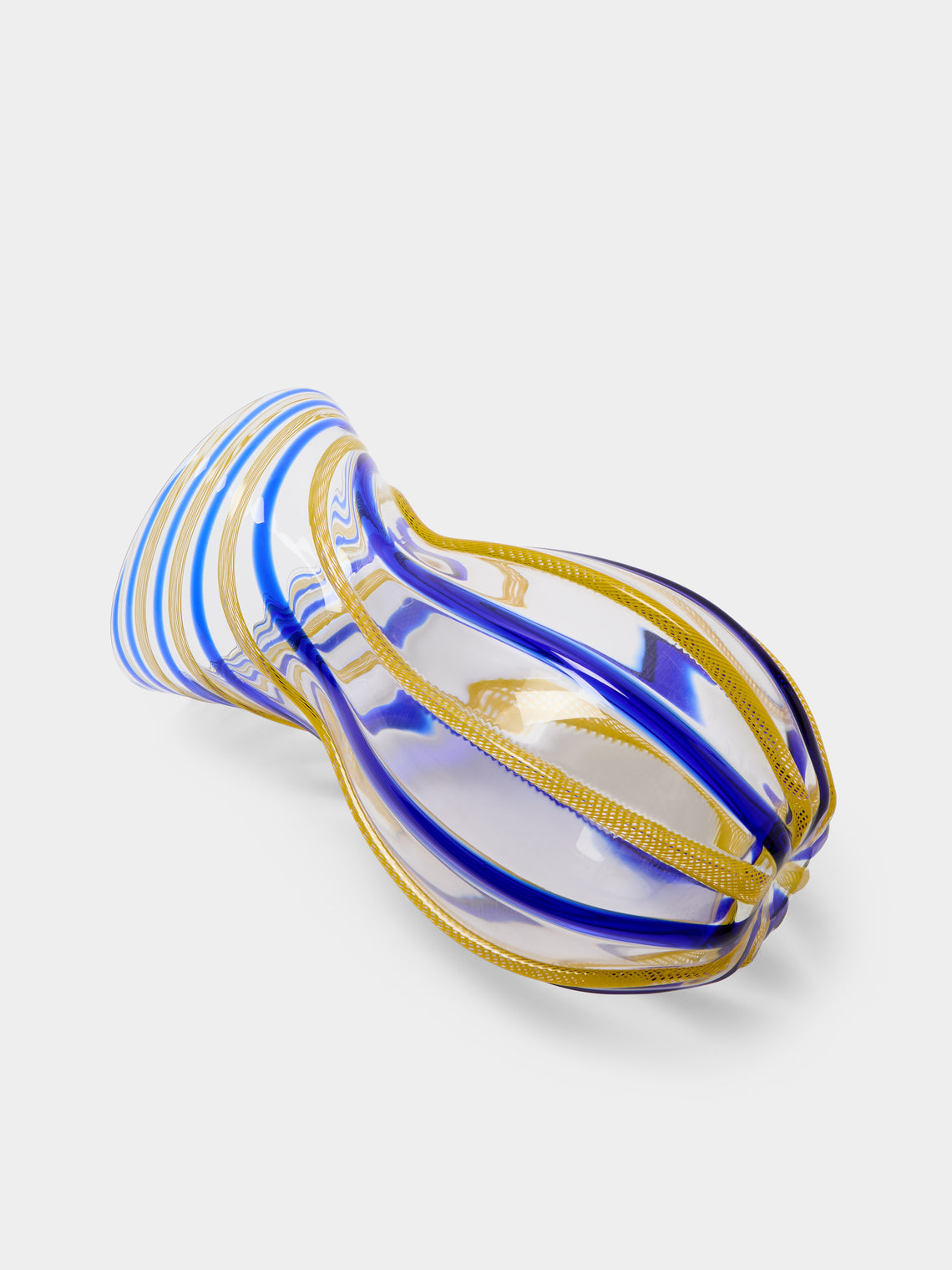 Antique and Vintage - 1980s Fratelli Toso Striped Murano Glass Vase (11in/28.5cm) - Clear - ABASK