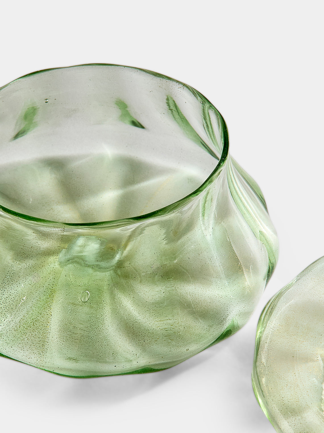 Antique and Vintage - 1940s Murano Glass Lidded Pot - Green - ABASK