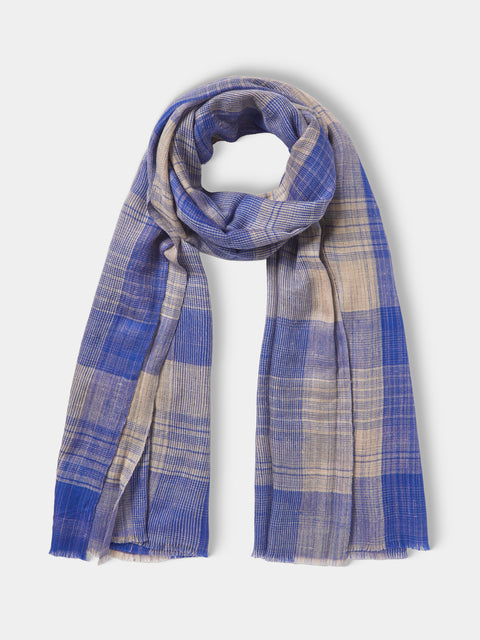 Me & K - Cashmere Check Scarf | One Size - Blue - ABASK - 