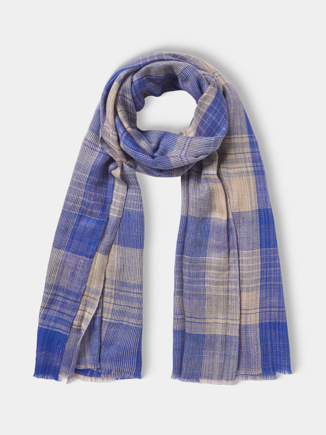 Me & K - Cashmere Check Scarf | One Size - Blue - ABASK - 