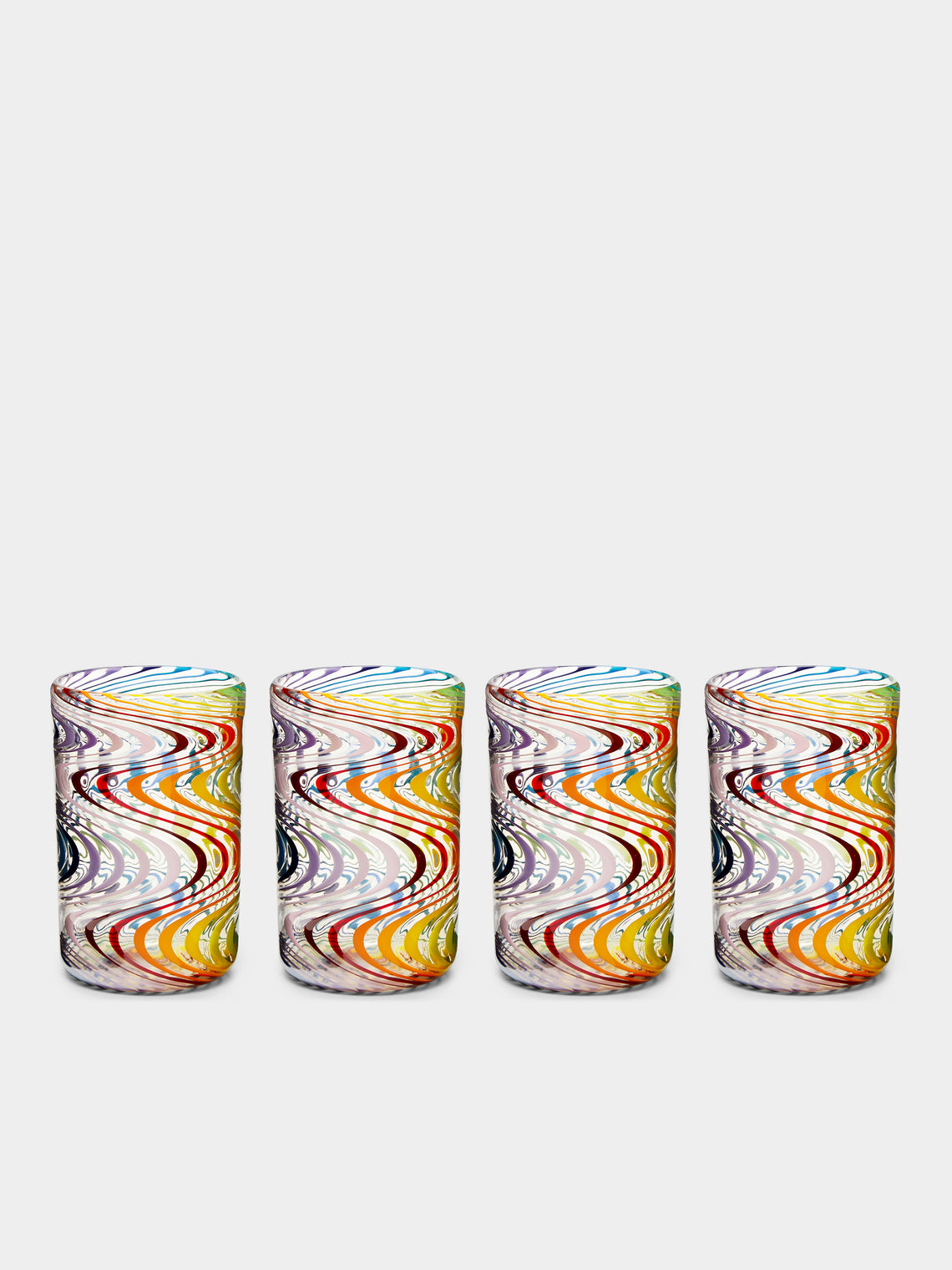 Pierrot Doremus - Wave Filigrane Hand-Blown Glass Tumblers (Set of 4) - Multiple - ABASK