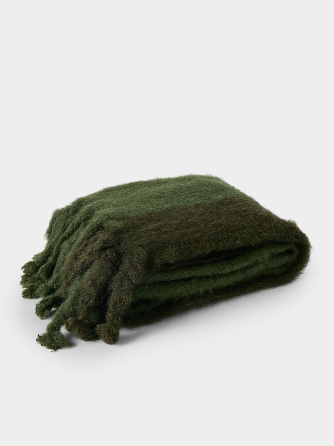 The Wren - Brume Handwoven Mohair and Wool Throw (76.5in/1.95m) - Green - ABASK