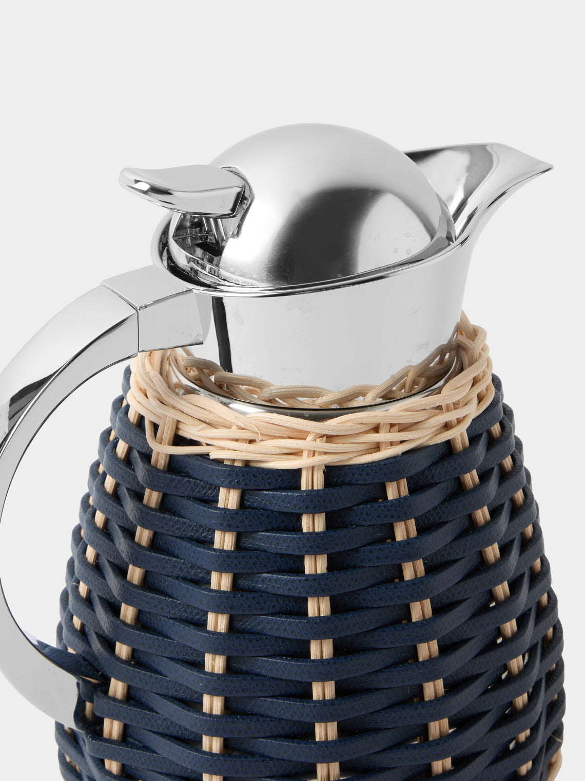 Pigment France - Chantilly Leather and Rattan Carafe (20oz/0.6L) - Blue - ABASK
