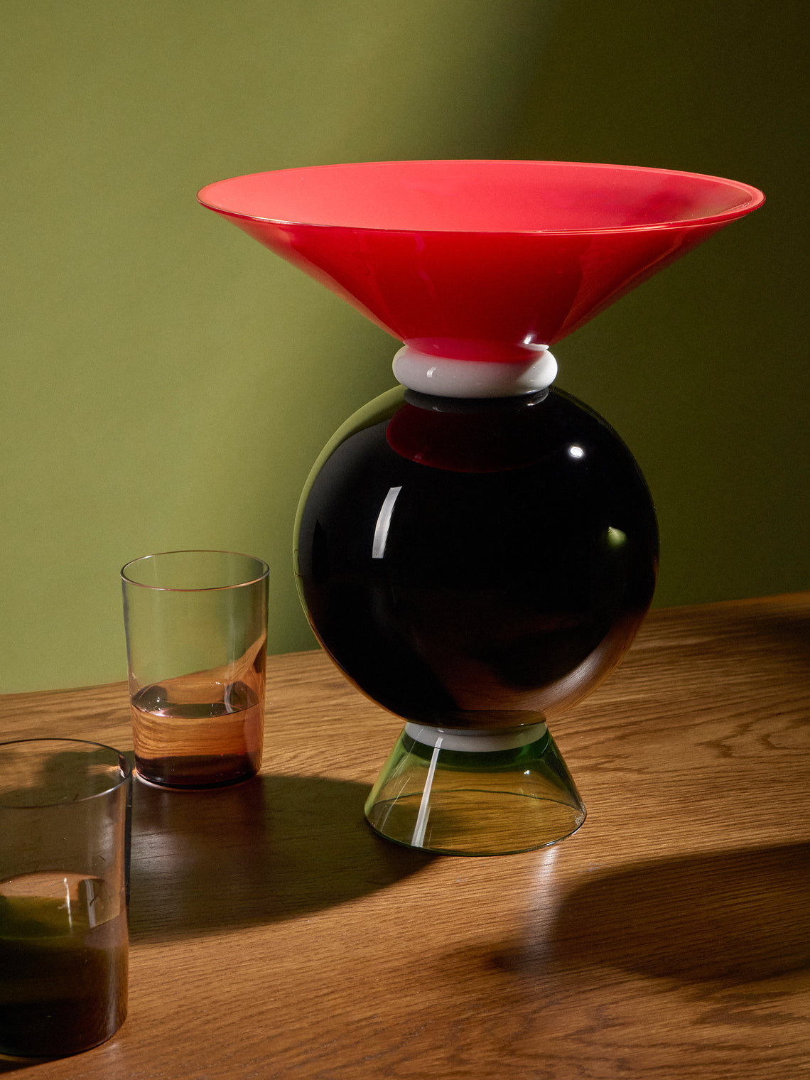Venini - 1994 Ettore Sottsass Yemen Murano Glass Vase (12in/30cm) - Black - ABASK