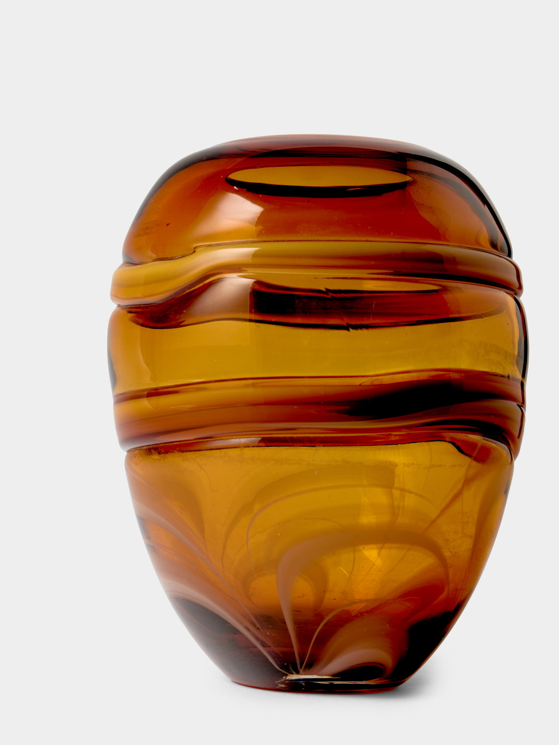 Antique and Vintage - 1950s Swirl Glass Vase (7in/18cm) - Orange - ABASK
