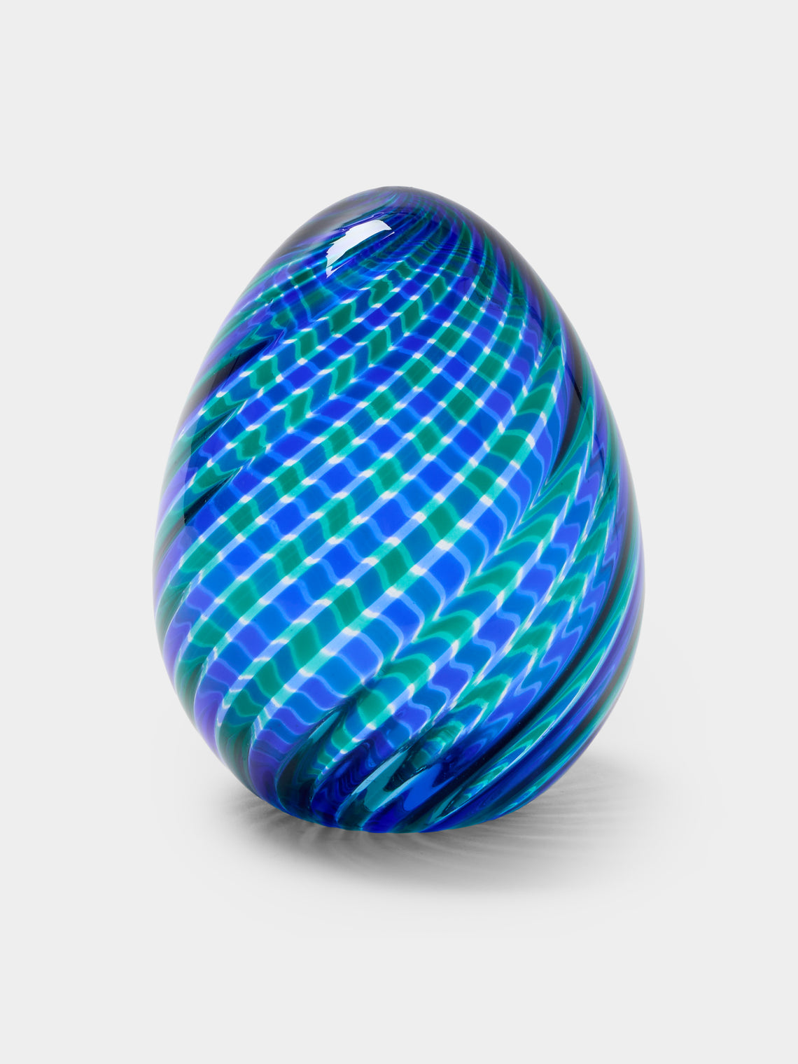 Antique and Vintage - 1981 Venini Egg Glass Paperweight - Blue - ABASK - 