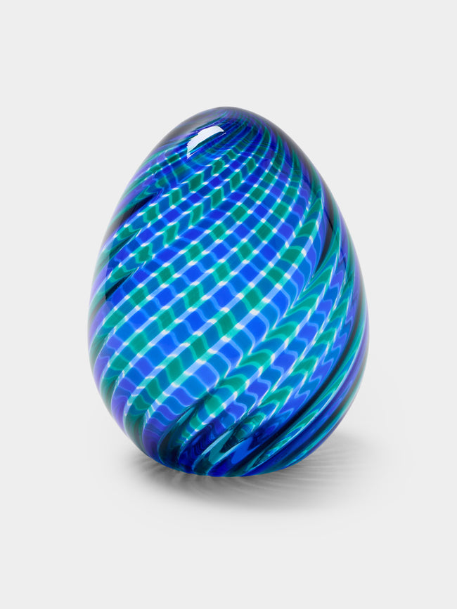 Antique and Vintage - 1981 Venini Egg Glass Paperweight - Blue - ABASK - 