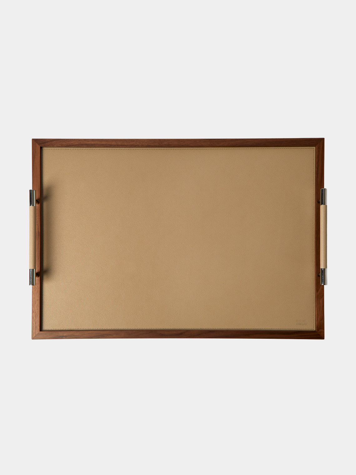 Pinetti - Dedalo Leather and Walnut Tray Table - Taupe - ABASK