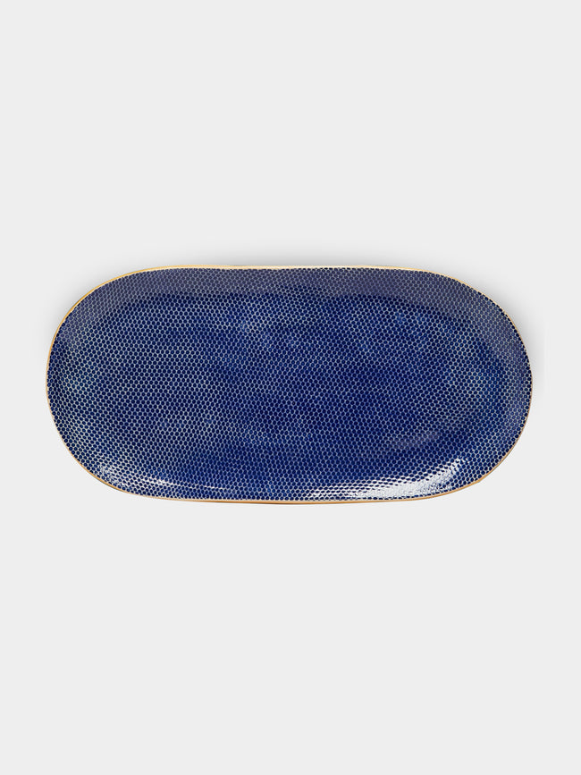 Terrafirma Ceramics - Hand-Printed Ceramic Bread Tray - Blue - ABASK