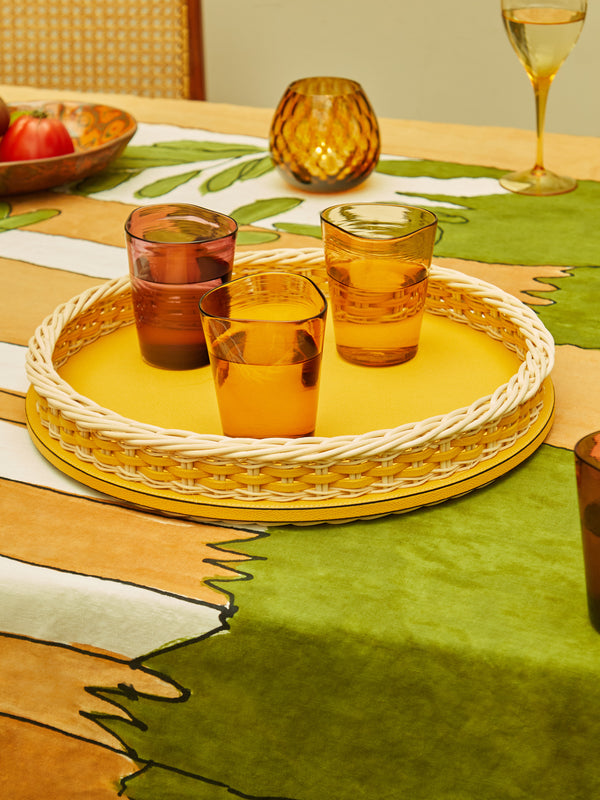 Giobagnara - Orsay Rattan Round Tray - Yellow - ABASK