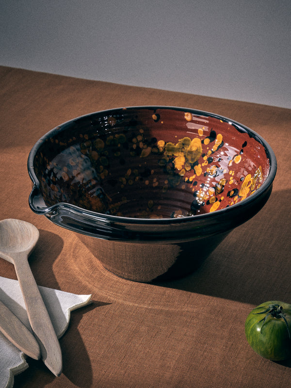 Poterie de Cliousclat - Hand-Speckled Slipware Mixing Bowl - Brown - ABASK