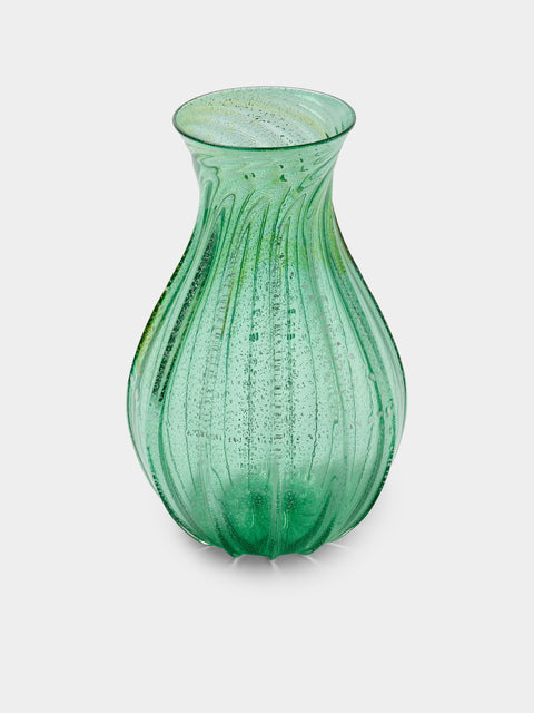 Antique and Vintage - 1980s Marco Toso Borella Murano Glass Vase (13in/33cm) - Green - ABASK - 