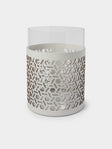 RUDI - Atmosphere Glass and Leather Large Candle Holder - White - ABASK - 