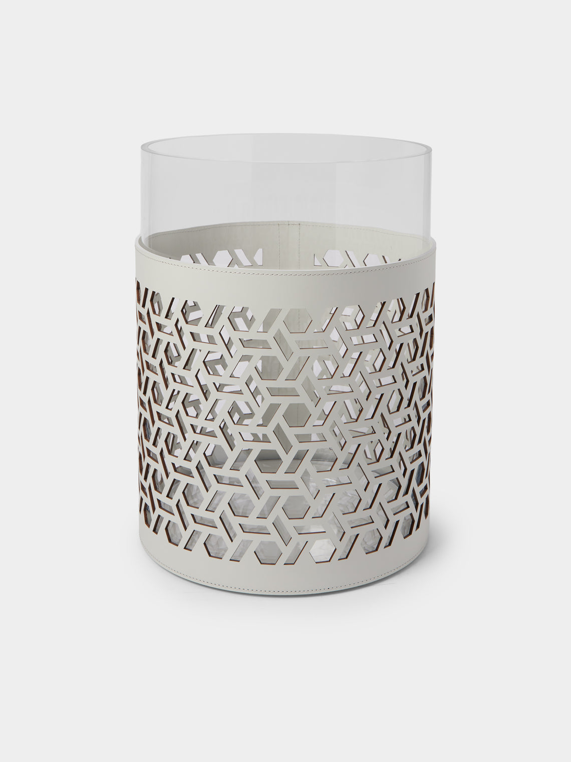 RUDI - Atmosphere Glass and Leather Large Candle Holder - White - ABASK - 