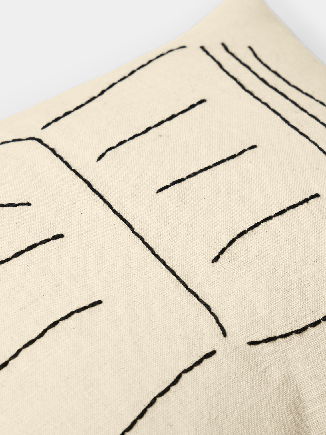 Oeuvres Sensibles - Book Hand-Embroidered Cotton and Hemp Linen Cushion (15.5in/40cm) - Cream - ABASK