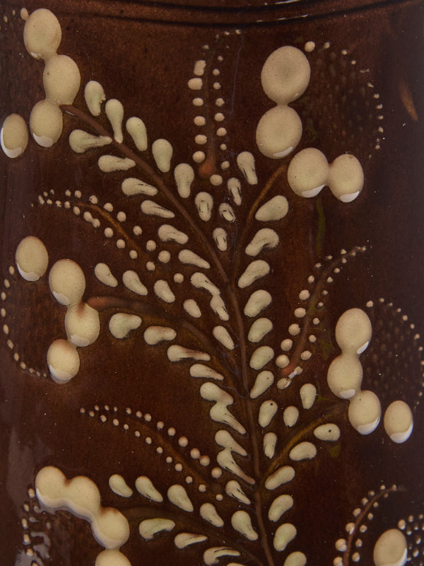 Poterie d’Évires - Flowers Hand-Painted Ceramic Large Milk Jug - Dark brown - ABASK