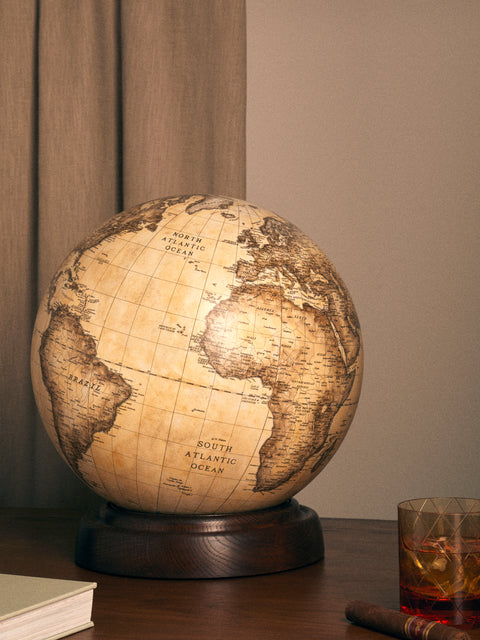 Leonardo Frigo - The Mocenigo Hand-Printed Globe on Oak Base (13.5in/35cm) - Brown - ABASK