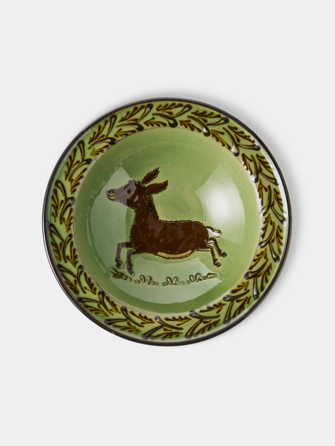 Poterie d’Évires - Animals Hand-Painted Ceramic Breakfast Bowls (Set of 4) - Green - ABASK