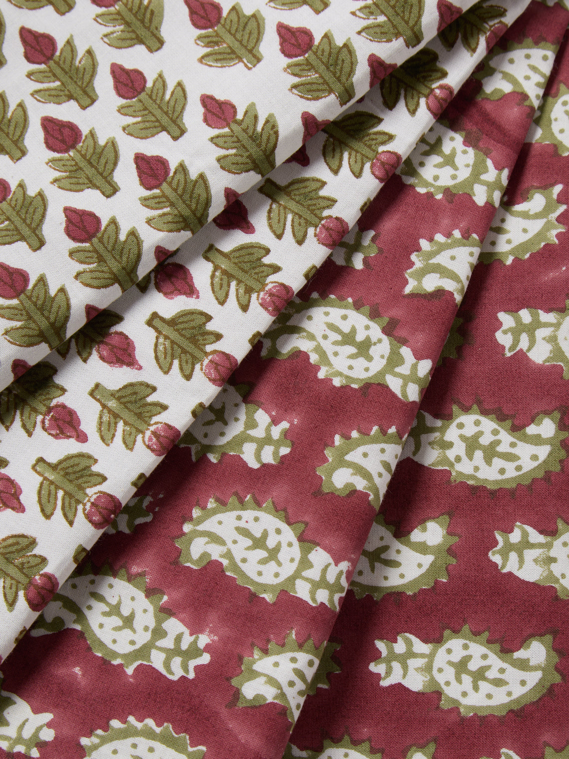 Chamois - Paisley Hyacinth Block-Printed Cotton Napkins (Set of 8) - Red - ABASK